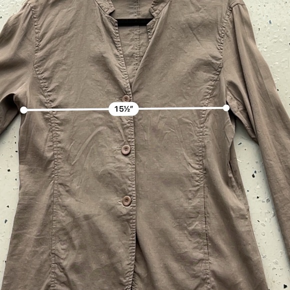 Eileen Fisher Taupe Collarless Button Front Jacket Women’s Small Minimalist Chic - Picture 9 of 14